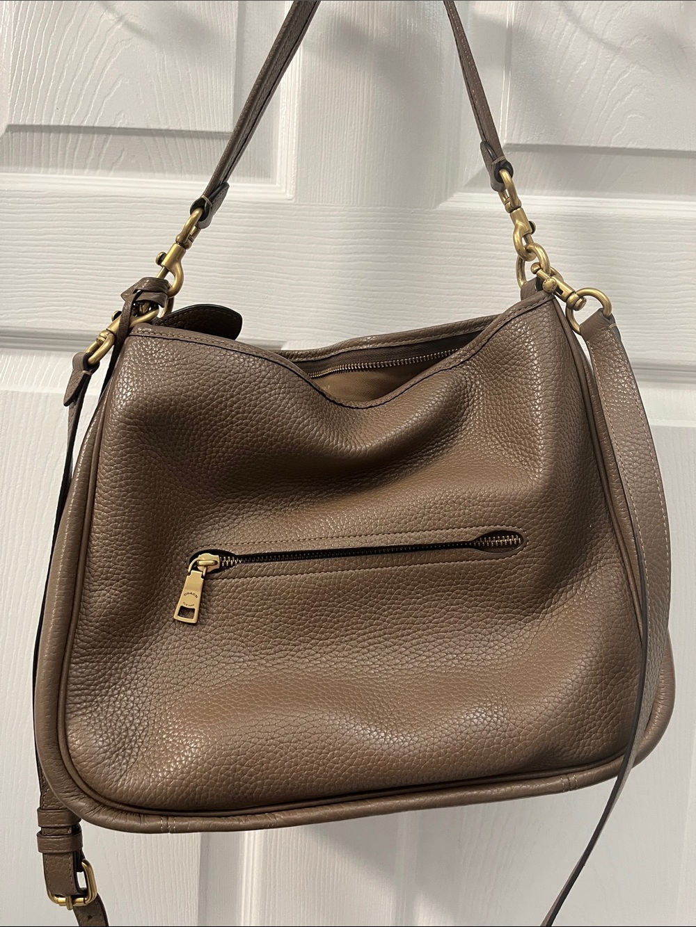 Coach Brown Pebbled Leather Shoulder Bag - Picture 2 of 8